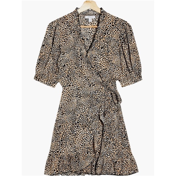 TOPSHOP CHEETAH PRINT MINI WRAP DRESS SIZE 4 - Picture 6 of 7